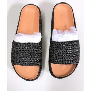 Joie Camden Black Raffia Slide Women Size 6.5